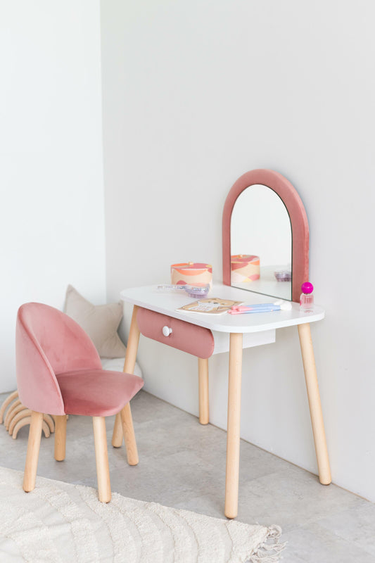 Furniture set: children's dressing table without bow and armchair, 5-7 years old, 115-125 cm, Pink