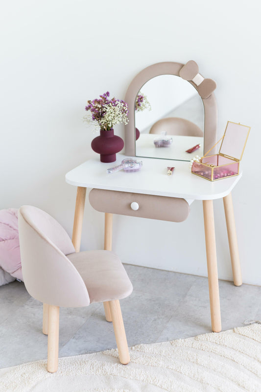 Furniture set: children's dressing table with a bow and armchair, 5-7 years old, 115-125 cm, Latte