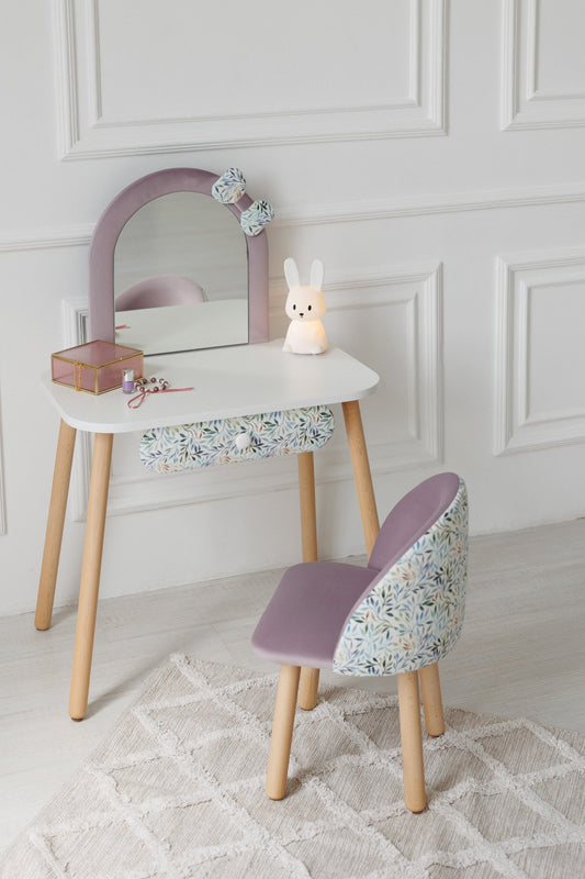 Furniture set: children's dressing table Mavka with a bow and armchair Mavka, 2-4 years old, 90-105 cm, Lilac