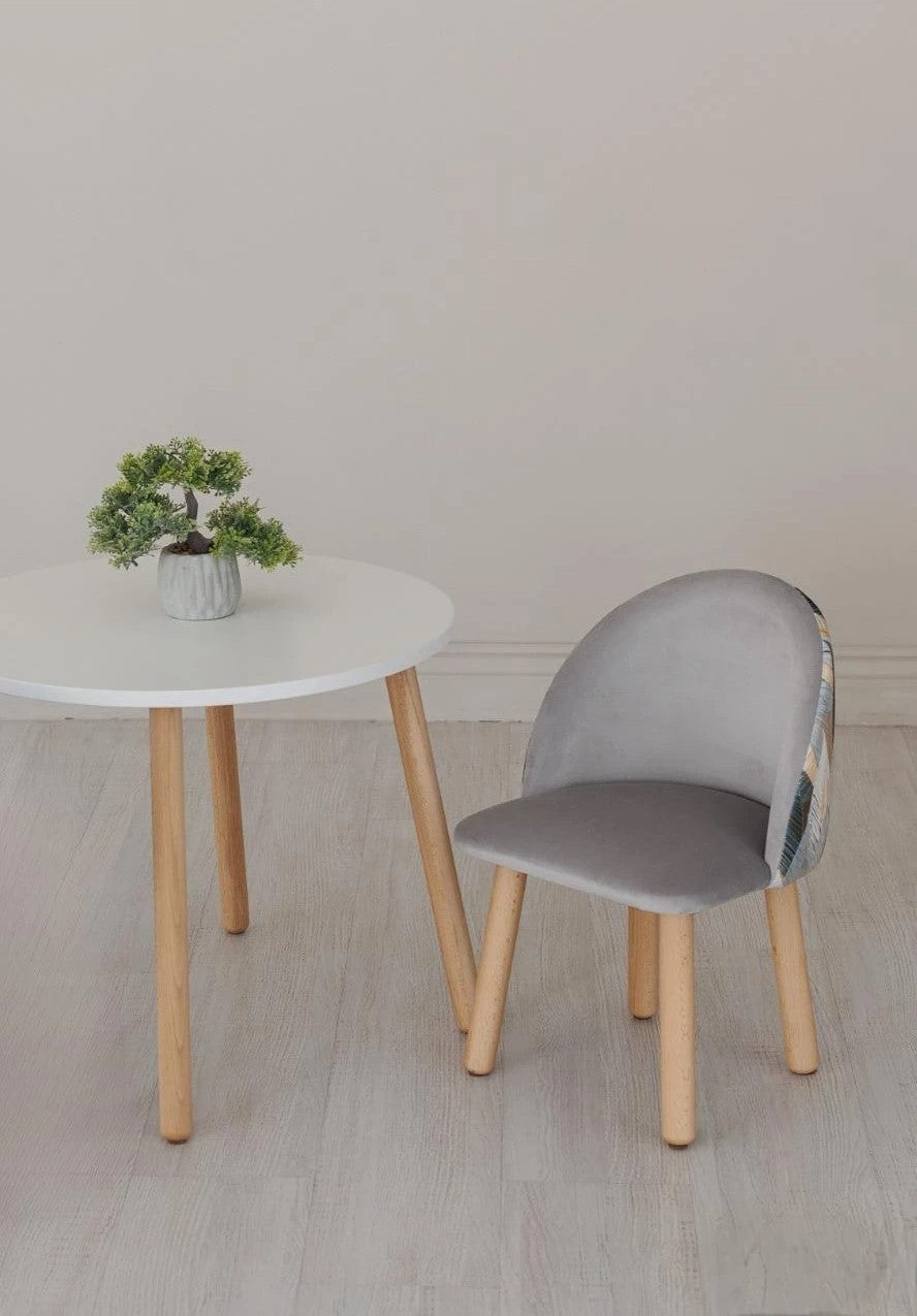 Furniture set: table without drawer and armchair Flora, 2-4 years old, 90-105 cm, Gray