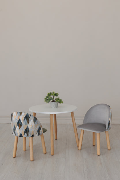 Furniture set: table without drawer and armchair Flora, 5-7 years old, 115-125 cm, Gray