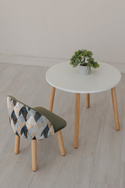 Furniture set: table without drawer and armchair Flora, 5-7 years old, 115-125 cm, Dark olive