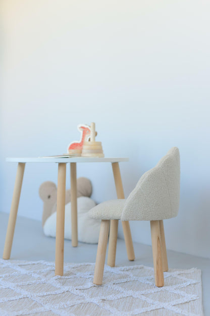 Furniture set: table without drawer and armchair Seashell, 2-4 years old, 90-105 cm, Bukle Beige Light