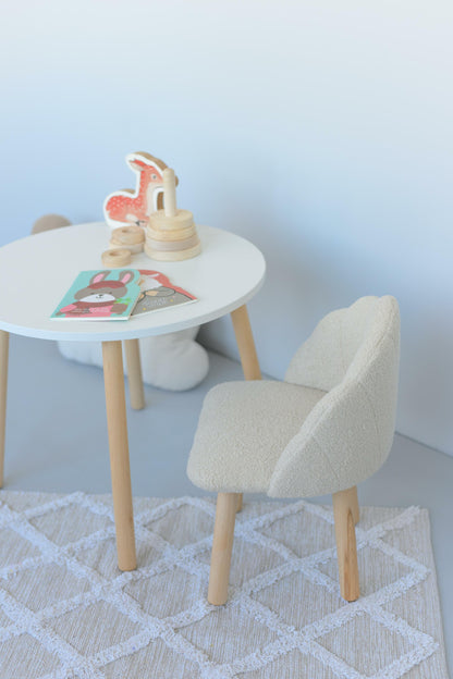 Furniture set: table without drawer and armchair Seashell, 2-4 years old, 90-105 cm, Bukle Beige Light
