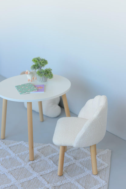 Furniture set: table without drawer and armchair Seashell, 2-4 years old, 90-105 cm, Bukle Milk