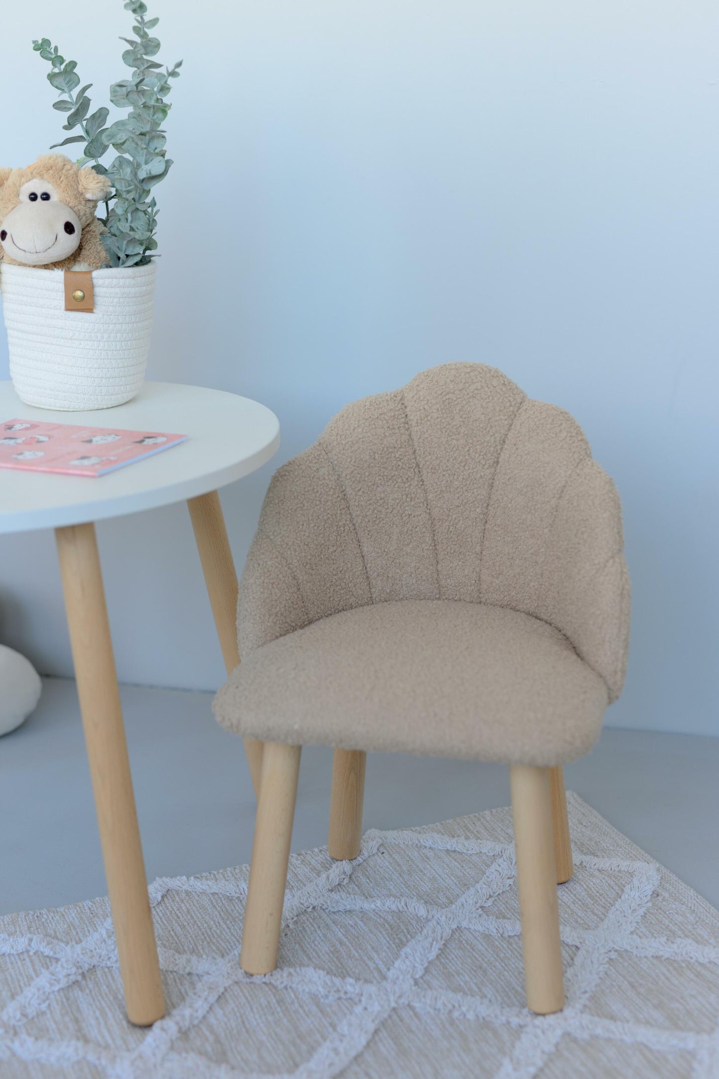 Furniture set: table without drawer and armchair Seashell, 3-5 years old, 105-115 cm, Bukle Beige Dark