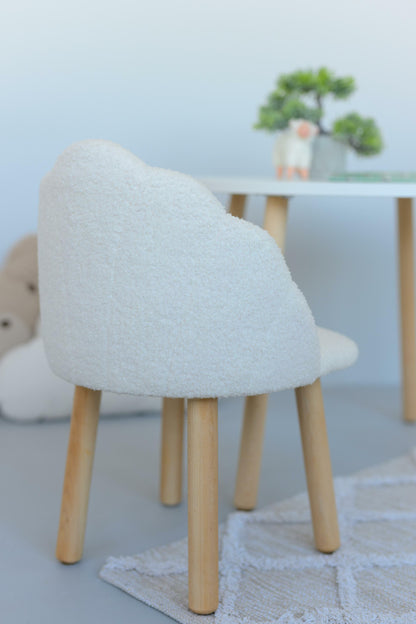 Furniture set: table without drawer and armchair Seashell, 3-5 years old, 105-115 cm, Bukle Milk