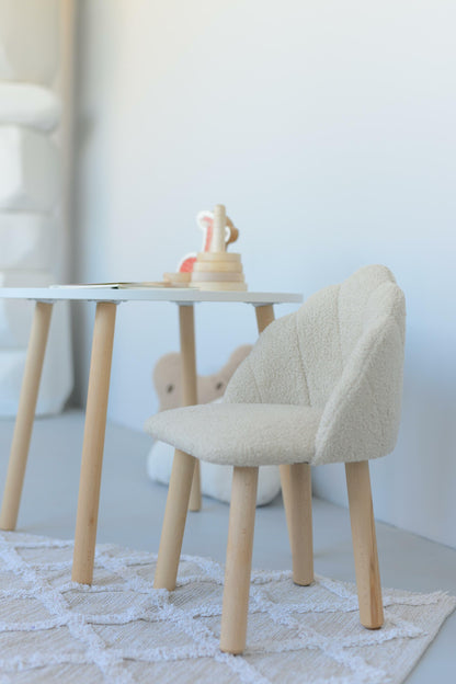 Furniture set: table without drawer and armchair Seashell, 5-7 years old, 115-125 cm, Bukle Beige Light