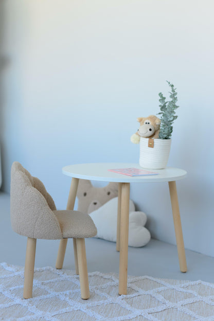 Furniture set: table without drawer and armchair Seashell, 5-7 years old, 115-125 cm, Bukle Beige Dark