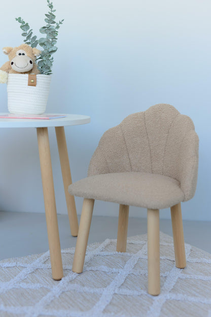 Furniture set: table without drawer and armchair Seashell, 5-7 years old, 115-125 cm, Bukle Beige Dark