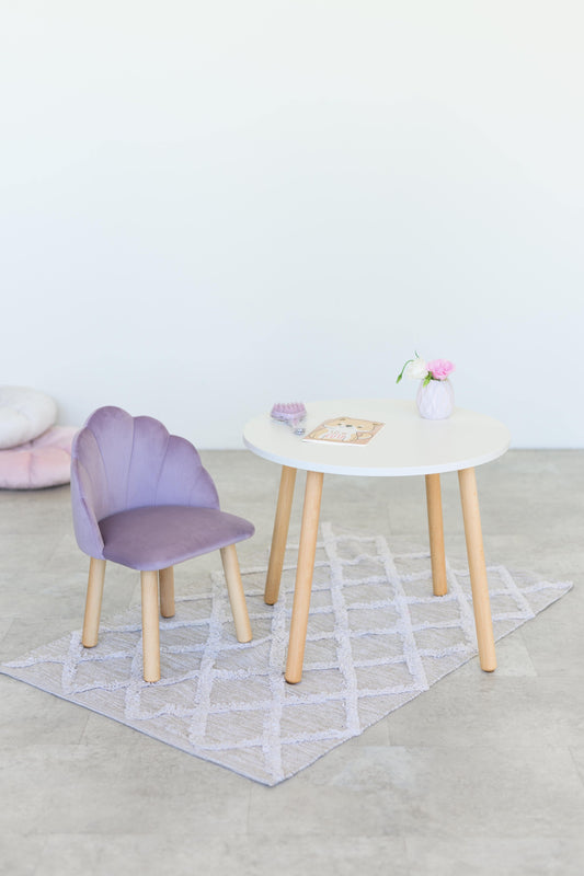 Furniture set: table without drawer and armchair Seashell, 5-7 years old, 115-125 cm, Lilac