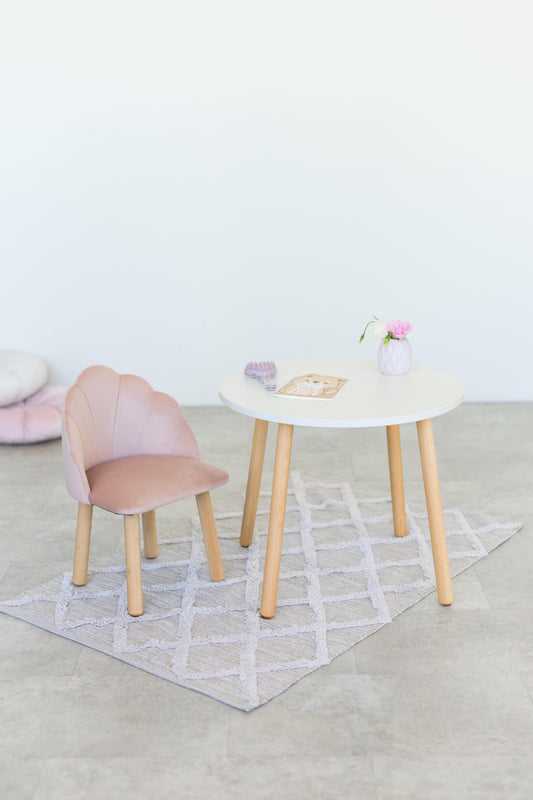 Furniture set: table without drawer and armchair Seashell, 5-7 years old, 115-125 cm, Powdered