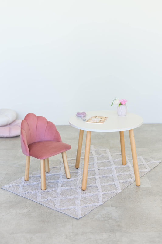 Furniture set: table without drawer and armchair Seashell, 5-7 years old, 115-125 cm, Pink