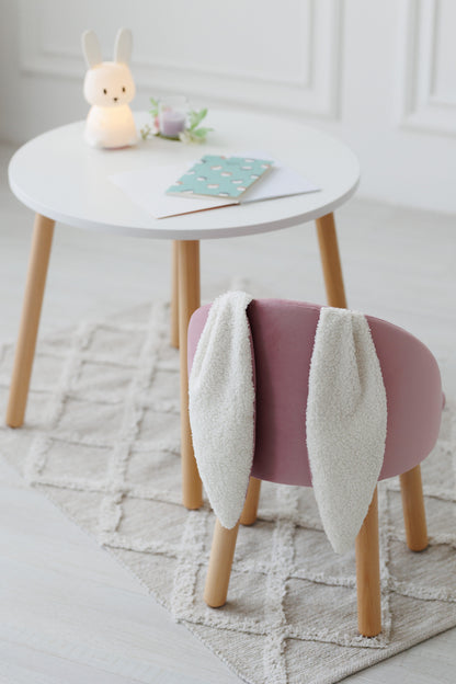 Furniture set: table without drawer and armchair Bunny, 2-4 years old, 90-105 cm, Soft pink