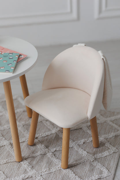 Furniture set: table without drawer and armchair Bunny, 3-5 years old, 105-115 cm, Milk