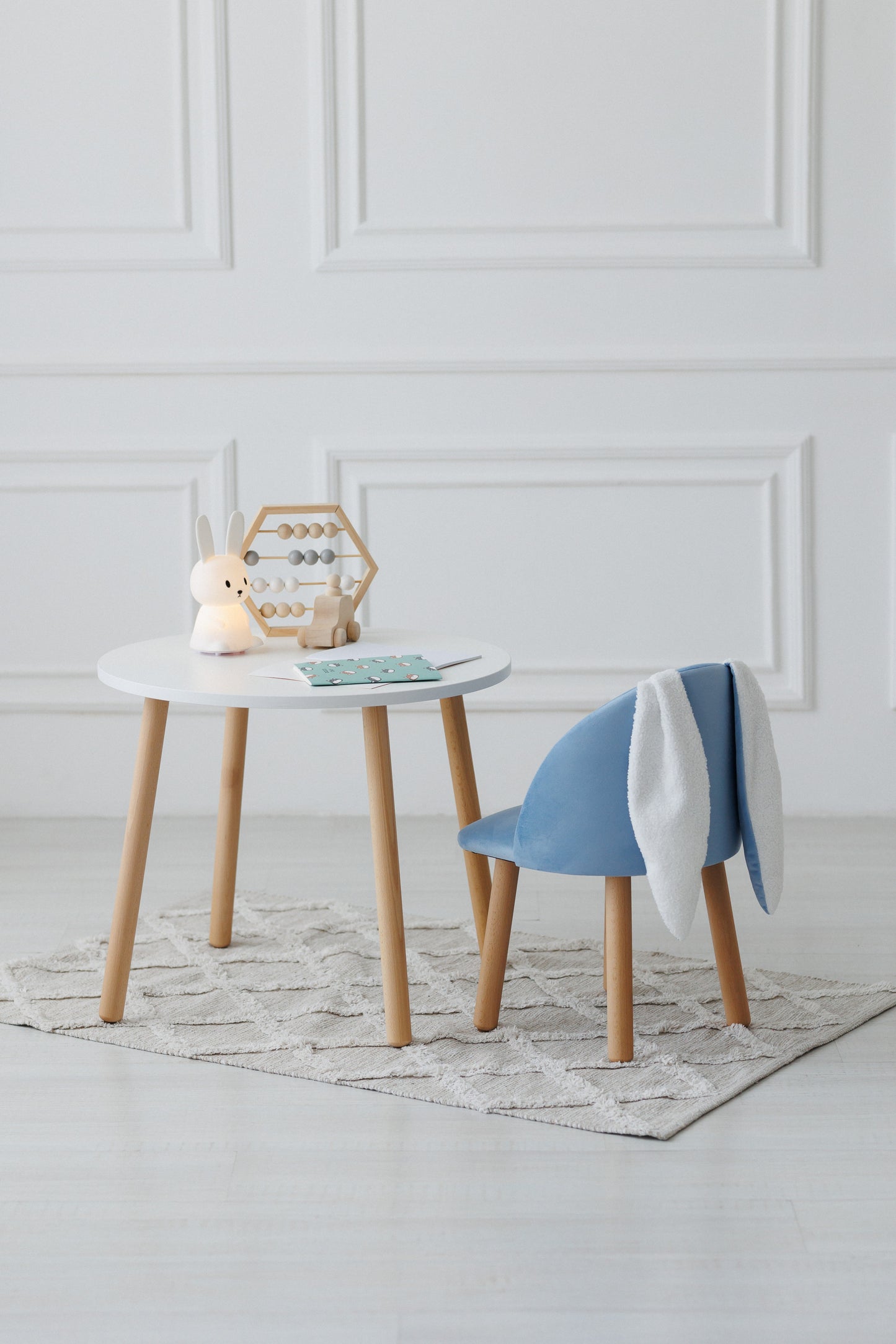 Furniture set: table without drawer and armchair Bunny, 5-7 years old, 115-125 cm, Cyan