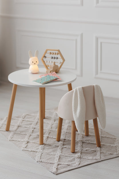 Furniture set: table without drawer and armchair Bunny, 5-7 years old, 115-125 cm, Milk