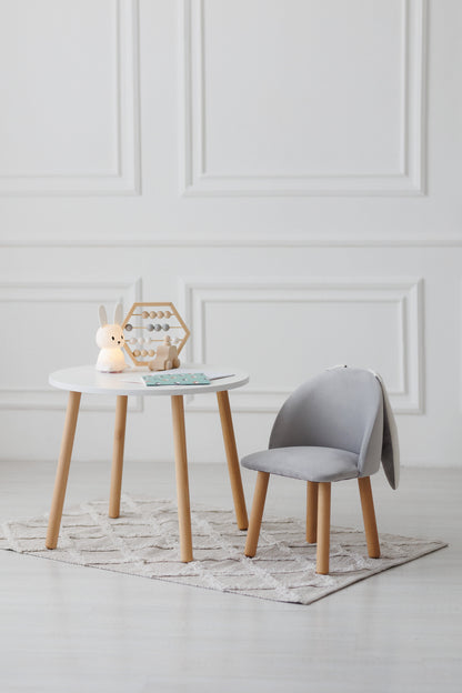 Furniture set: table without drawer and armchair Bunny, 5-7 years old, 115-125 cm, Gray
