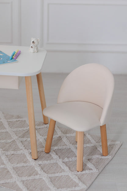 Furniture set: table with drawer and armchair, 3-5 years old, 105-115 cm, Milk