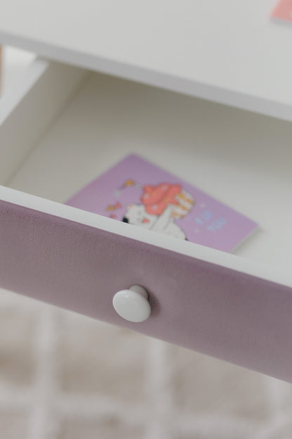 Furniture set: table with drawer and armchair, 5-7 years old, 115-125 cm, Lilac