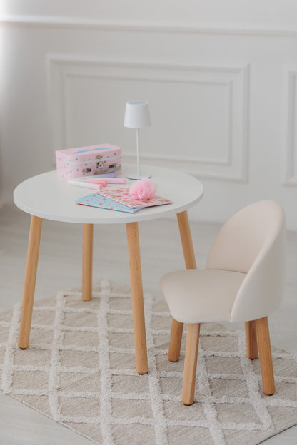 Furniture set: table without drawer and armchair, 2-4 years old, 90-105 cm, Milk