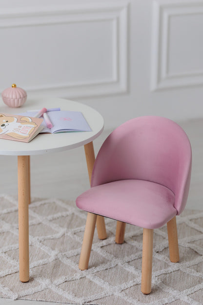 Furniture set: table without drawer and armchair, 2-4 years old, 90-105 cm, Soft pink