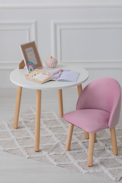 Furniture set: table without drawer and armchair, 2-4 years old, 90-105 cm, Soft pink
