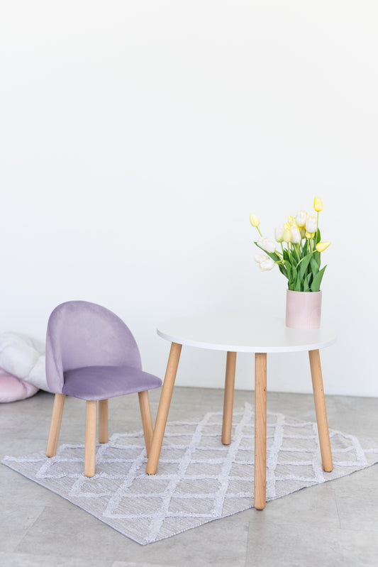Furniture set: table without drawer and armchair, 3-5 years old, 105-115 cm, Lilac