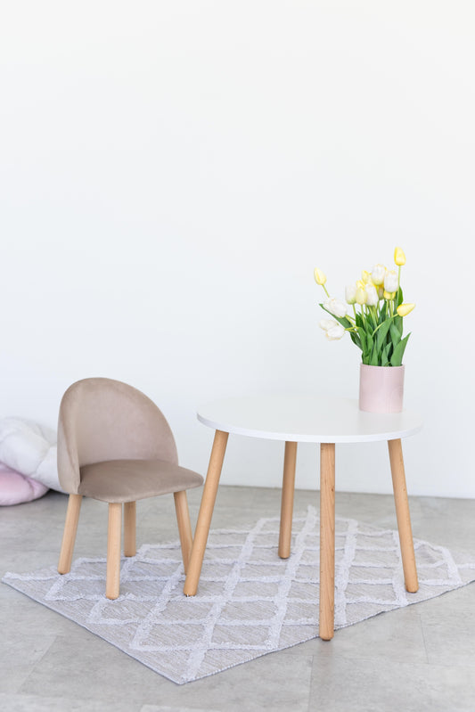 Furniture set: table without drawer and armchair, 3-5 years old, 105-115 cm, Latte