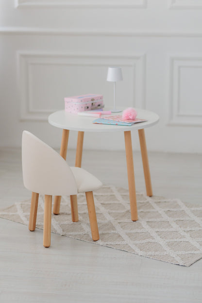 Furniture set: table without drawer and armchair, 3-5 years old, 105-115 cm, Milk