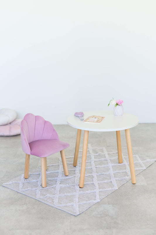 Furniture set: table without drawer and armchair Seashell, 3-5 years old, 105-115 cm, Soft pink