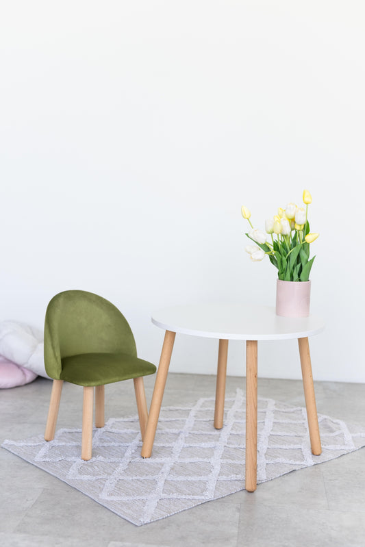 Furniture set: table without drawer and armchair, 3-5 years old, 105-115 cm, Olive