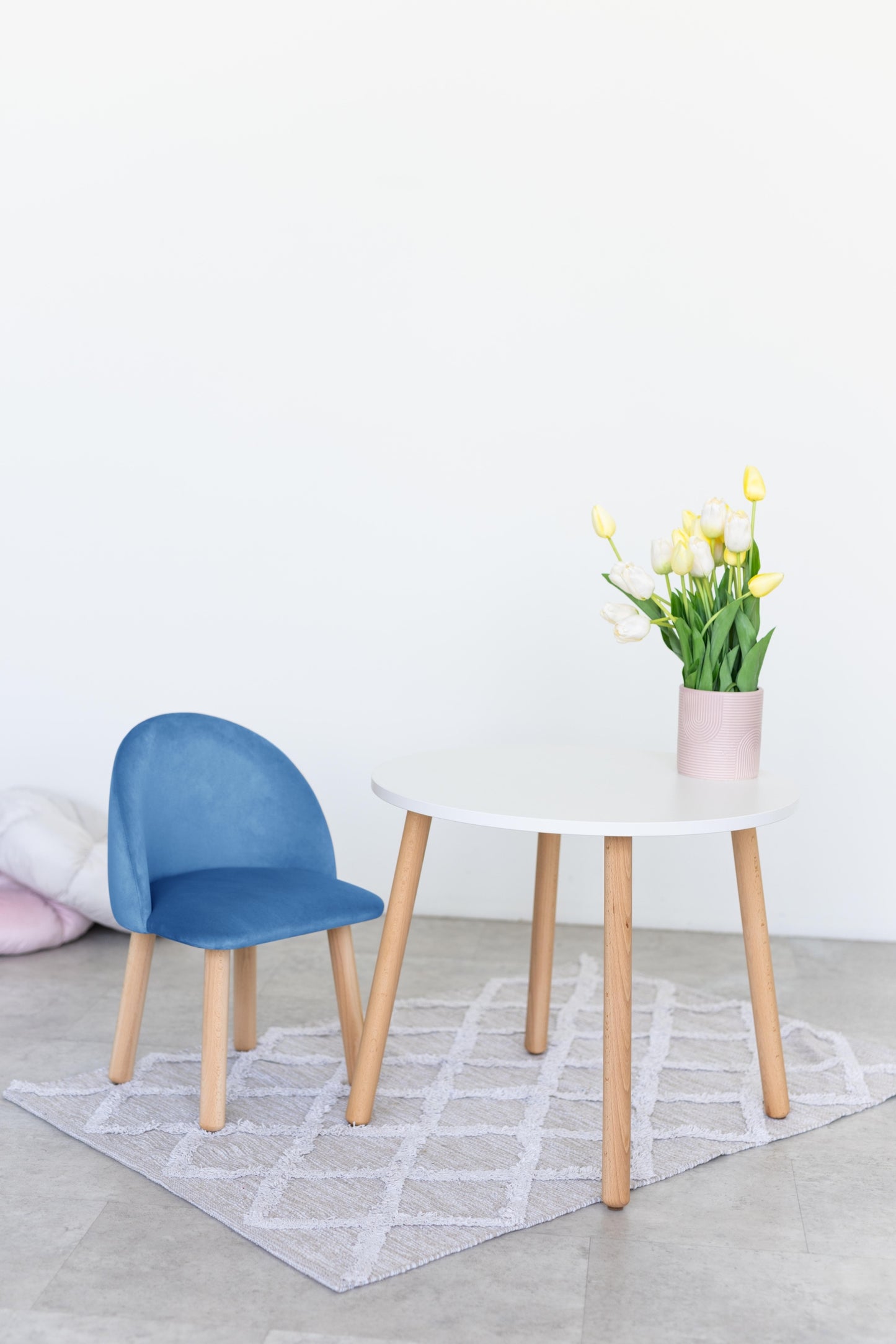 Furniture set: table without drawer and armchair, 5-7 years old, 115-125 cm, Cyan