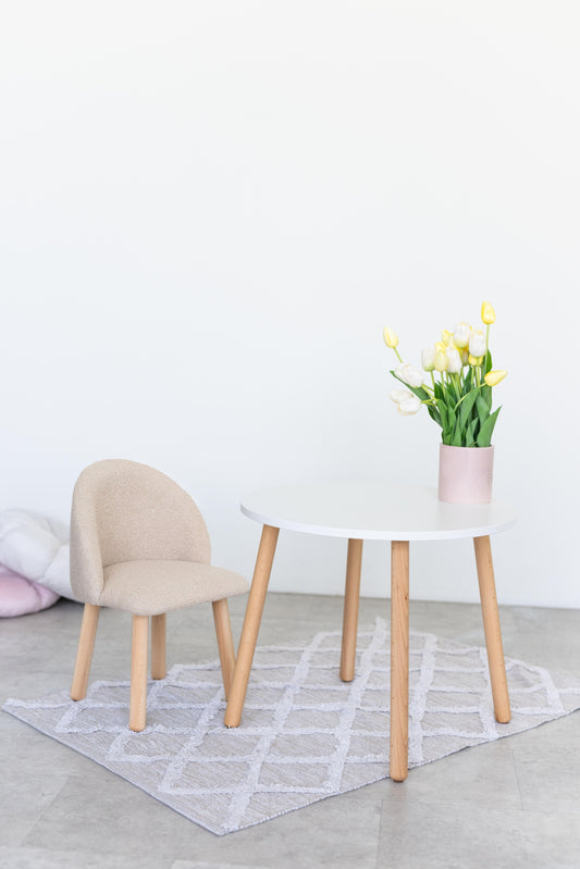 Furniture set: table without drawer and armchair, 5-7 years old, 115-125 cm, Bukle Beige Light
