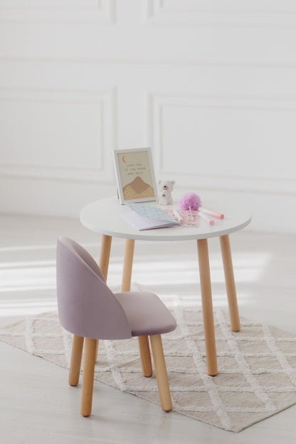 Furniture set: table without drawer and armchair, 5-7 years old, 115-125 cm, Lilac