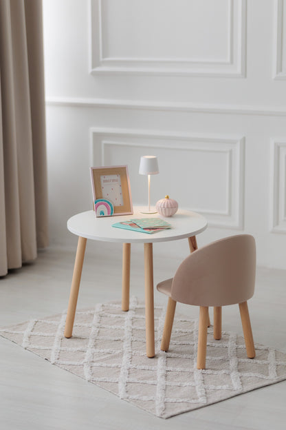 Furniture set: table without drawer and armchair, 5-7 years old, 115-125 cm, Latte
