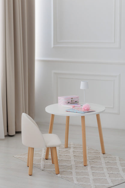Furniture set: table without drawer and armchair, 5-7 years old, 115-125 cm, Milk