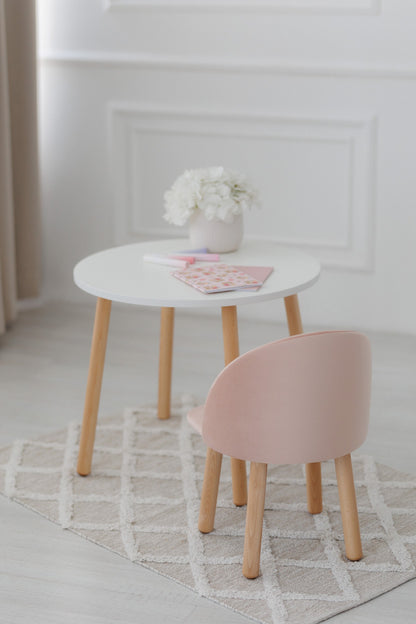 Furniture set: table without drawer and armchair, 5-7 years old, 115-125 cm, Powdered