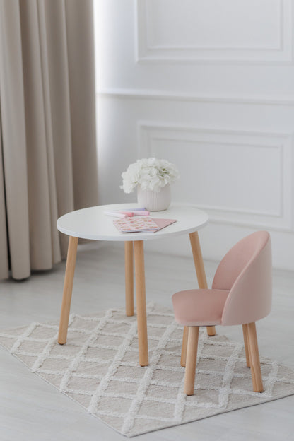 Furniture set: table without drawer and armchair, 5-7 years old, 115-125 cm, Powdered