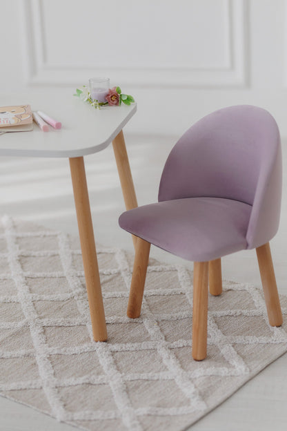 Furniture set: rectangular table without drawer and armchair, 2-4 years old, 90-105 cm, Lilac