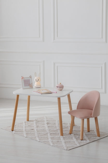 Furniture set: rectangular table without drawer and armchair, 2-4 years old, 90-105 cm, Powdered