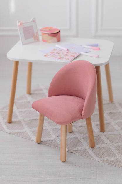 Furniture set: rectangular table without drawer and armchair, 2-4 years old, 90-105 cm, Pink