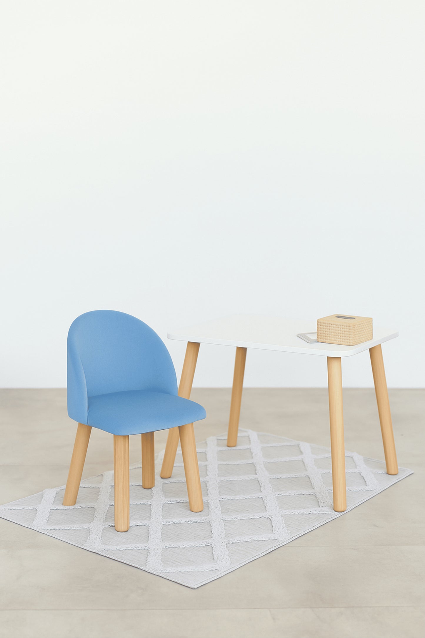 Furniture set: rectangular table without drawer and armchair, 3-5 years old, 105-115 cm, Cyan