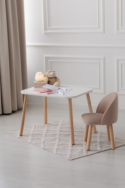 Furniture set: rectangular table without drawer and armchair, 3-5 years old, 105-115 cm, Latte