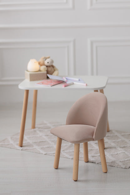 Furniture set: rectangular table without drawer and armchair, 3-5 years old, 105-115 cm, Latte