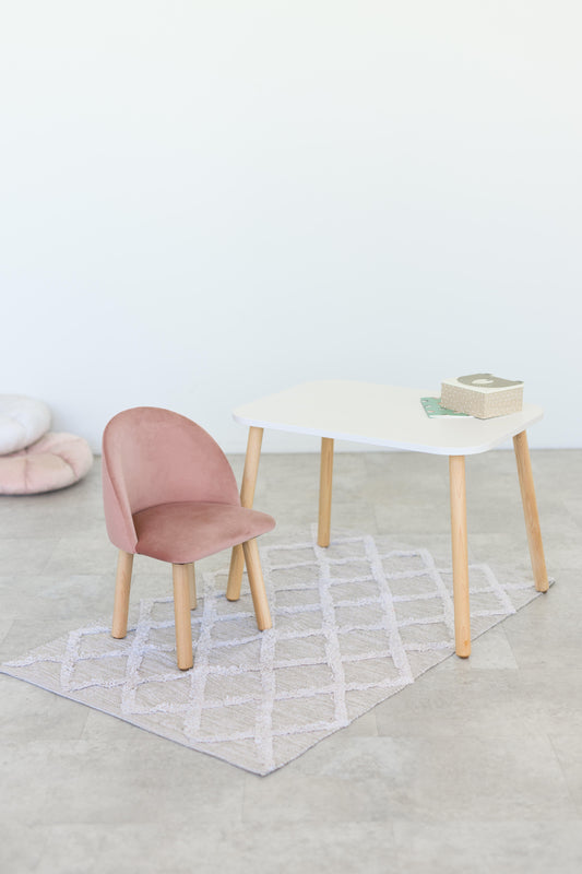 Furniture set: rectangular table without drawer and armchair, 3-5 years old, 105-115 cm, Powdered