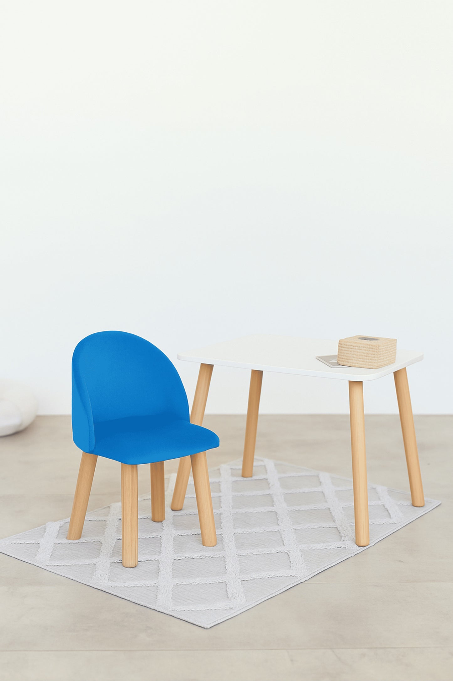 Furniture set: rectangular table without drawer and armchair, 3-5 years old, 105-115 cm, Blue
