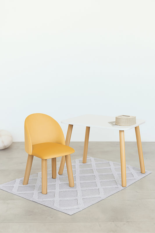 Furniture set: rectangular table without drawer and armchair, 3-5 years old, 105-115 cm, Yellow