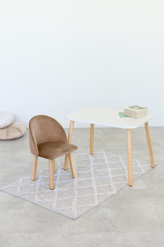Furniture set: rectangular table without drawer and armchair, 5-7 years old, 115-125 cm, Beige