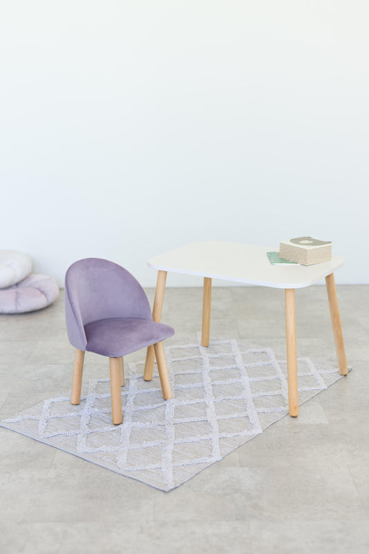 Furniture set: rectangular table without drawer and armchair, 5-7 years old, 115-125 cm, Lilac
